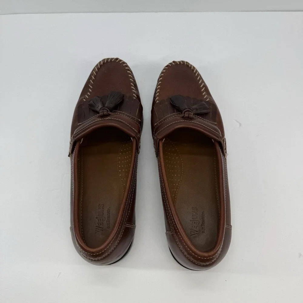 G.H. Bass Weejuns Men's 10 D  Burgundy Wine Brown‎ Leather Tassel Loafers